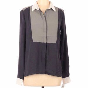 HARVE BENARD COLOR BLOCK BUTTON DOWN BLOUSE SMA
